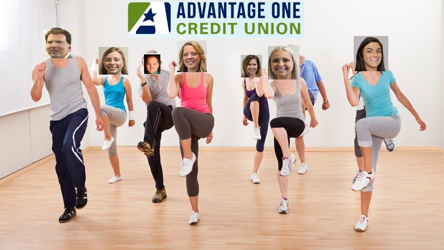 Employees at Advantage One Credit Union participating in an exercise class. 