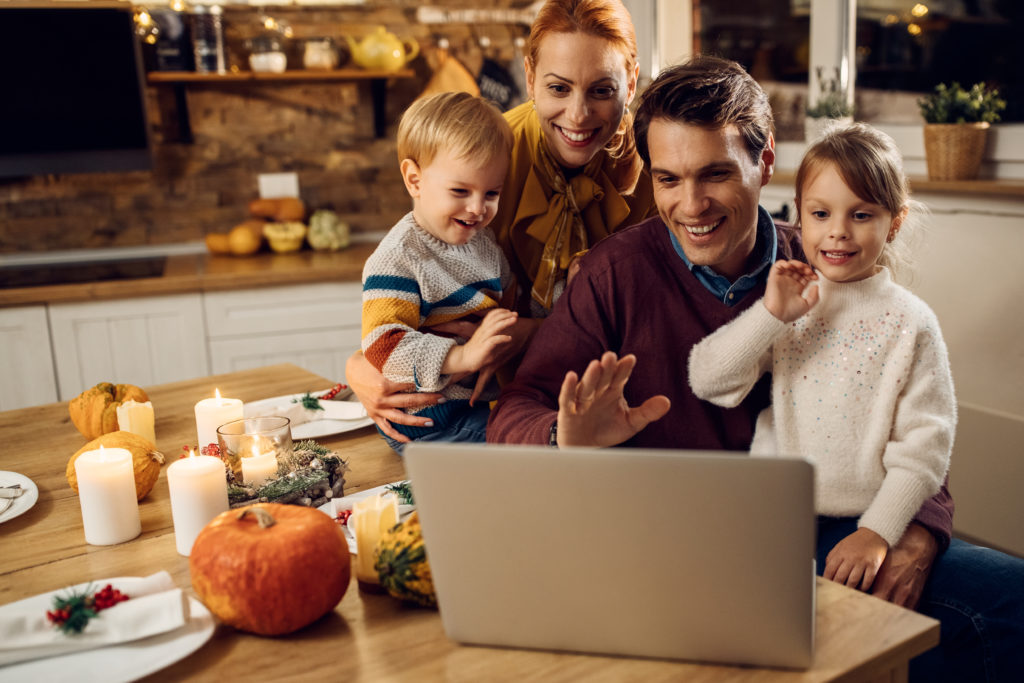 Family on video call for thanksgiving 2020