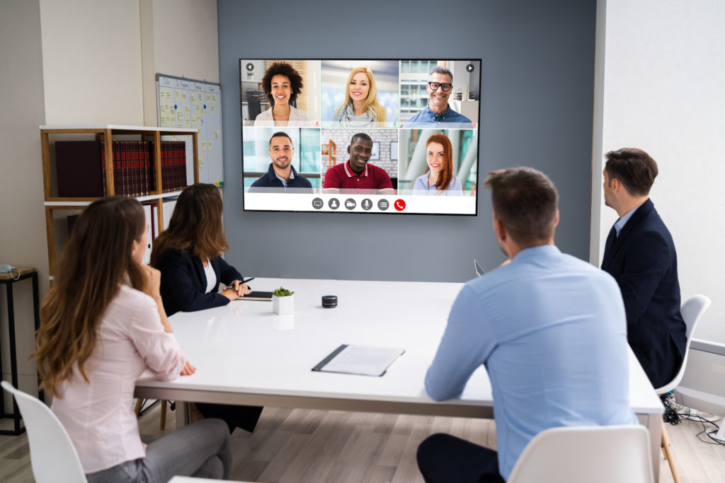 office department on a video call after return to office
